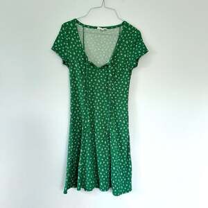 No Comment Green Floral Ribbed Mini Dress – Size M